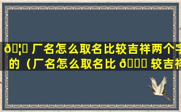 🦅 厂名怎么取名比较吉祥两个字的（厂名怎么取名比 🐋 较吉祥简单好记三个字）